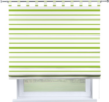 Римская штора «Кортин» на петлях «Зелёные горизонтальные полоски»