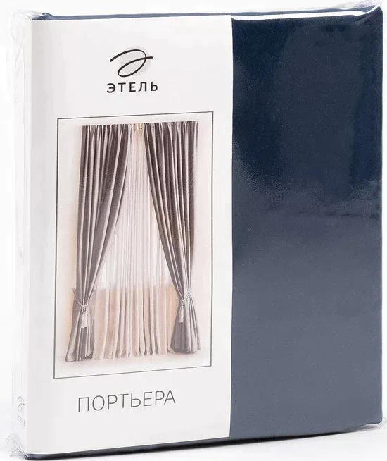 Штора портьерная Этель 130*300 см, цв.темно-синий, пл. 240 г/м2, 100 п/э