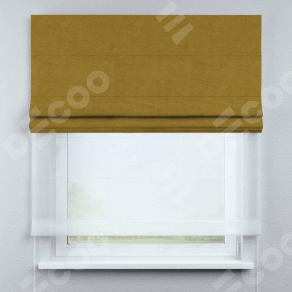 Римская штора «Кортин» день-ночь, ткань вельвет светло-коричневый