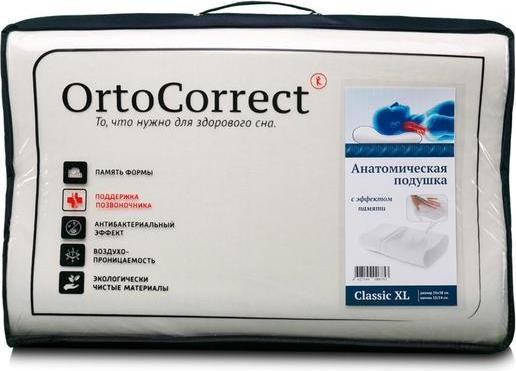 Ортопедическая подушка OrtoCorrect Classic XL Plus 58 х 38 см, валики 12/14