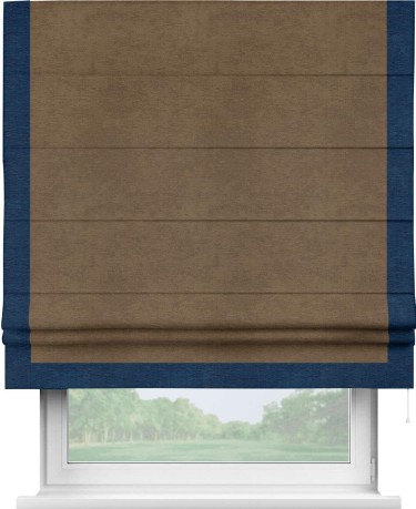 Римская штора «Кортин» с кантом Виктория, для проема, ткань софт однотонный бронзовый