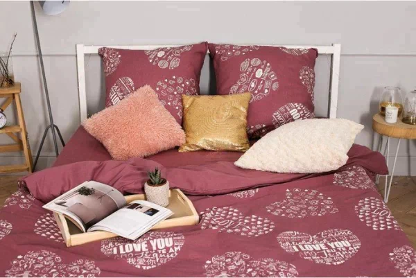 Постельное бельё "Этель" евро Te amo (вид 2) 200 х 217 см, 240*220 см, 70 х 70 - 2 шт, бязь