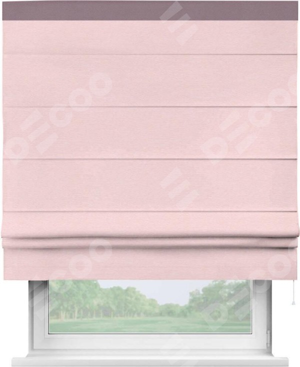 Римская штора «Кортин» с кантом Кинг, для проема, ткань блэкаут однотонный розовый