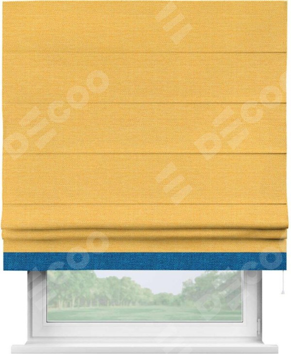 Римская штора «Кортин» с кантом Джестер, для проема, ткань лён желтый