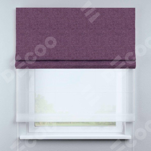 Римская штора «Кортин» день-ночь, ткань лён димаут, брусника