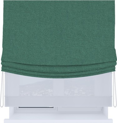 Римская штора «Кортин», день-ночь с мягкими складками, лён блэкаут бирюзовый