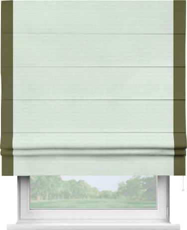 Римская штора «Кортин» с кантом Стрим Дуо, для проема, ткань блэкаут однотонный дымчато-молочный