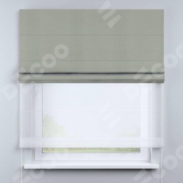 Римская штора «Кортин» день-ночь, ткань вельвет светло-серый