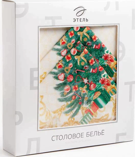 Скатерть  Этель "Golden Christmas" скатерть 150*220 +/-3см с ГМВО, 100%хл, 190г/м2