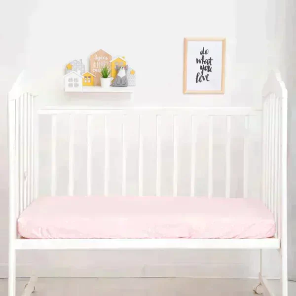 Простыня на резинке "LoveLife" Розовые звездочки 60*120+20 см, 100% хлопок, сатин
