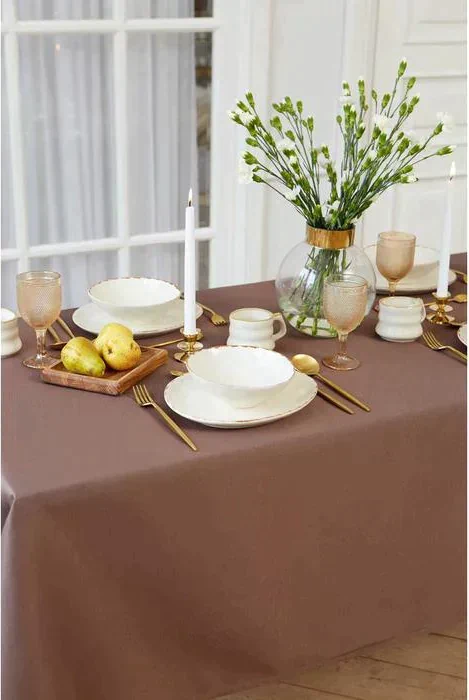 Скатерть "Этель" Elegance 150*220 +/-3см, цв.кофейный, пл. 192 г/м2, хл с ВГМО