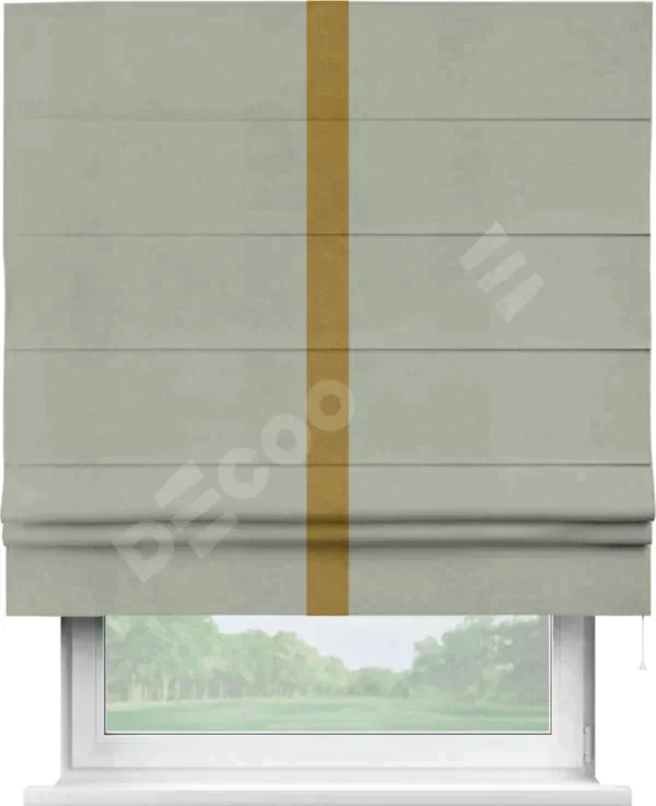 Римская штора «Кортин» с кантом Хайвэй, для проема, ткань вельвет cветло-серый