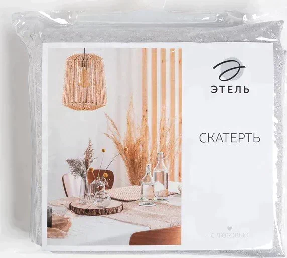 Скатерть Этель "Зигзаг" цв.серебро, 142*180 +/-3 см, 115 ±10 гр,100% п/э