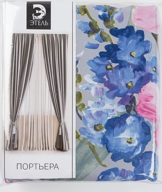 Штора портьерная Этель "Акварель" цв.розовый, 145*265см, пл. 210 г/м2, 100 п/э