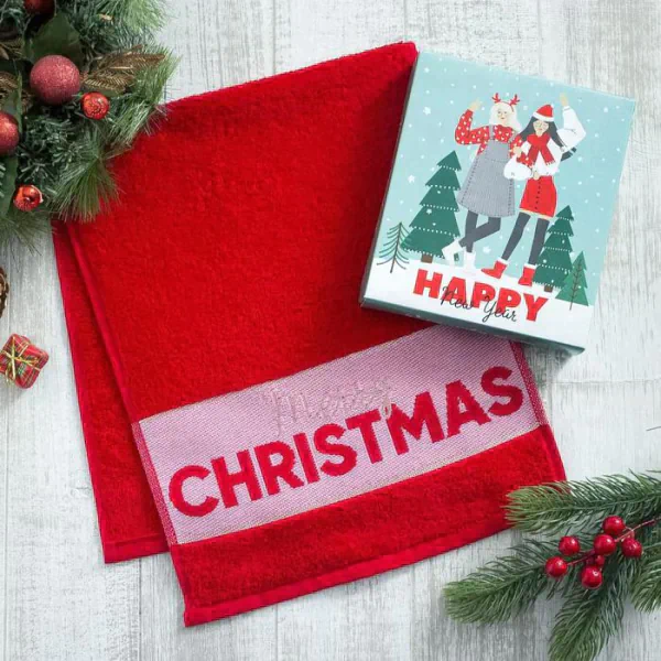 Полотенце махровое "Happy New Year" 30х70 см 100% хлопок, 370гр/м2