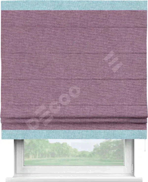 Римская штора «Кортин» с кантом Горизонт, для проема, ткань лён кашемир сиреневый