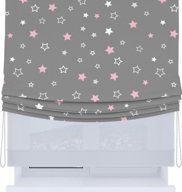 Римская штора «Кортин», день-ночь с мягкими складками, «Розовый звездопад»