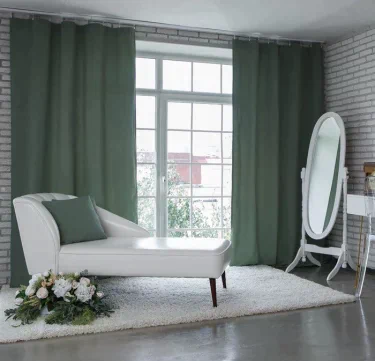 Штора портьерная  "Этель" 180*250 см Английский стиль светло-зеленый,100% п/э