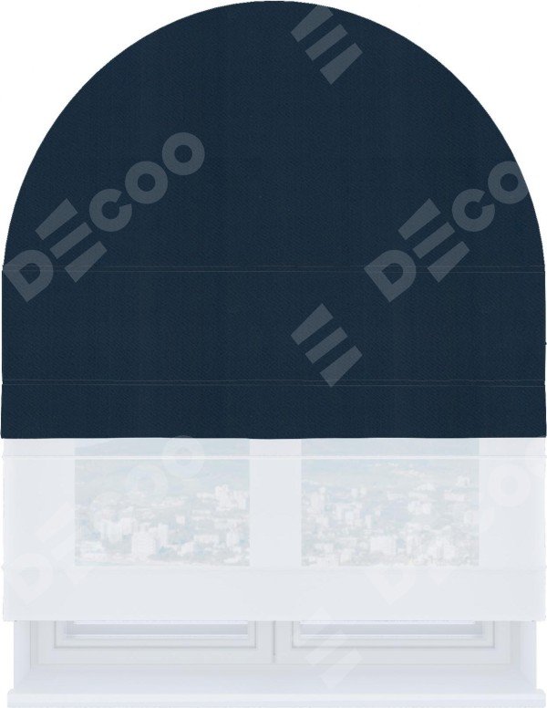 Римская штора «Кортин» день-ночь для арочного проёма, ткань блэкаут однотонный синий