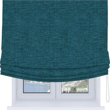 Римская штора Soft с мягкими складками, ткань рогожка димаут синий