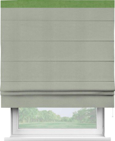 Римская штора «Кортин» с кантом Кинг, для проема, ткань вельвет cветло-серый