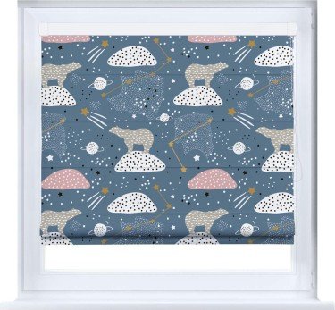 Римская штора «Кортин» кассетная «Белые медведи»