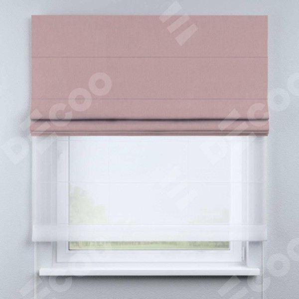 Римская штора «Кортин» день-ночь, ткань вельвет розовая пудра