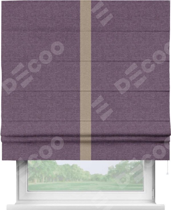 Римская штора «Кортин» с кантом Хайвэй, для проема, ткань лён димаут, брусника