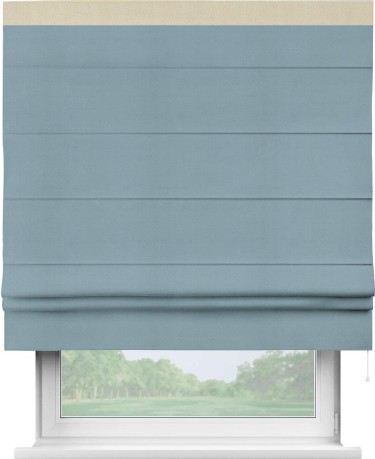Римская штора «Кортин» с кантом Кинг, для проема, ткань блэкаут однотонный серо-голубой