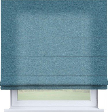 Римская штора «Кортин» для проема, ткань лён голубой