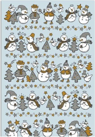 Полотенце Снеговики и елки 39х60 см, серо-голубой, хлопок 100%, 200г/м2