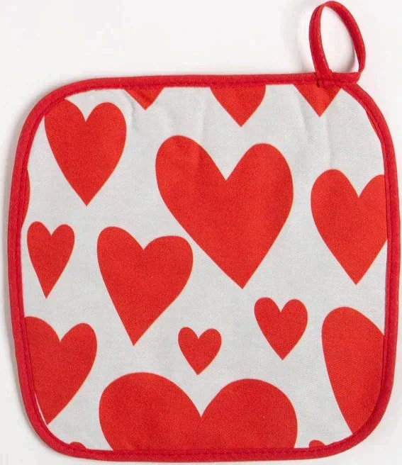 Кухонный набор Этель Red hearts, полотенце 40х73 см, прихватка 19х19 см, фартук 60х65 см