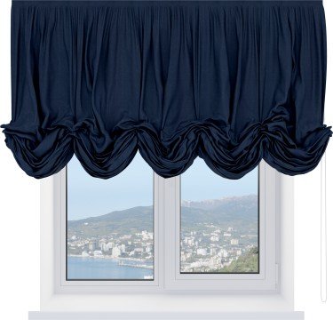 Австрийская штора «Кортин», ткань софт однотонный тёмно-синий