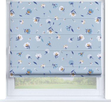 Римская штора «Кортин» на створку «Голубые цветы»