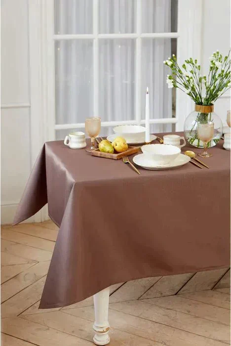Скатерть "Этель" Elegance 150*250 +/-3см, цв.кофейный, пл. 192 г/м2, хл с ВГМО
