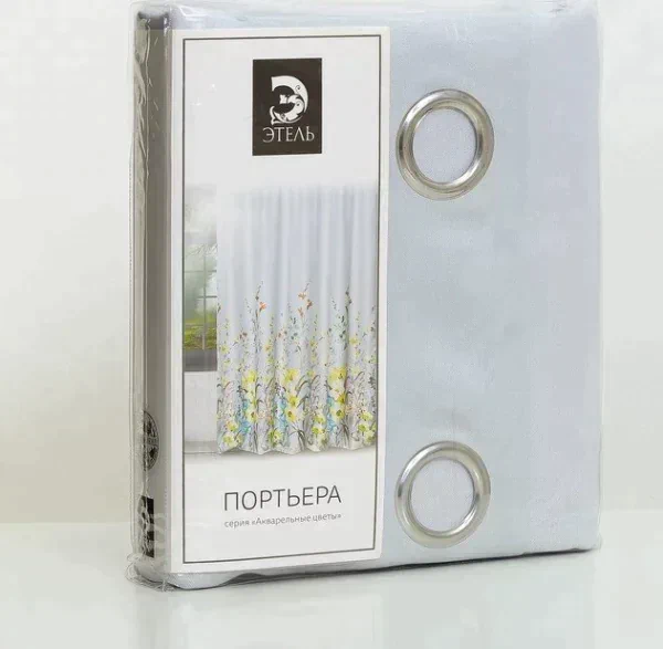 Штора портьерная Этель "Акварель"  цв.желтый, 250*250 см,на люверсах, пл. 210 г/м2, 100 п/э   429265