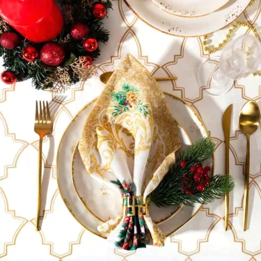 Набор салфеток "Этель" Golden Christmas 40х40см 4 шт, 100% хл, саржа 190 гр/м2