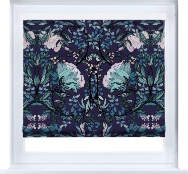 Римская штора «Кортин» кассетная «Цветочный индиго»