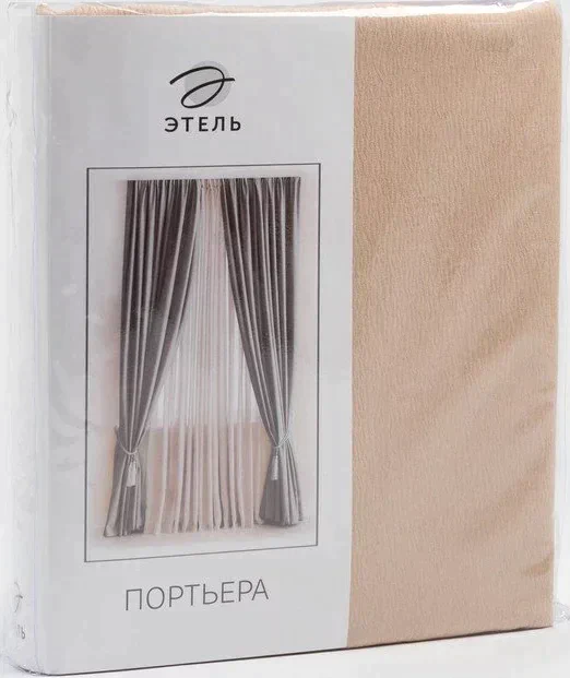 Штора портьерная "Этель" ширина 200 см, высота 250 см, цвет светло-бежевый, матовая