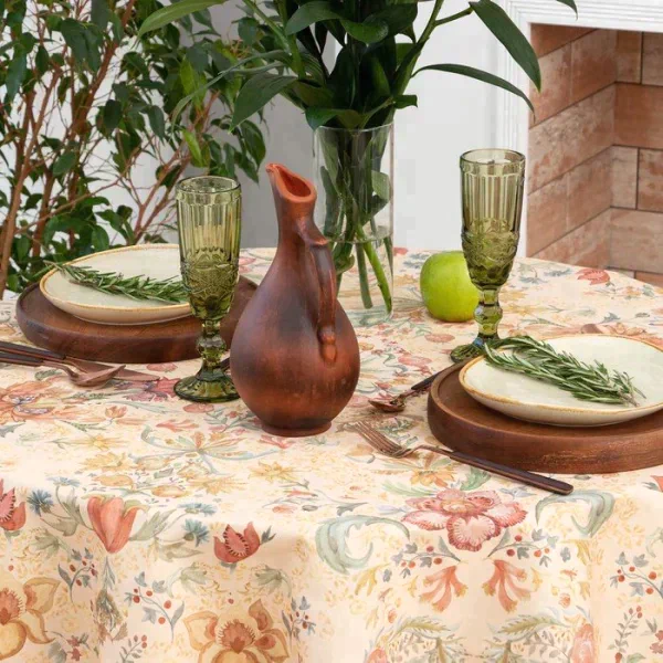 Скатерть Этель Floral pattern d=219 см с ГМВО, 100% хл, саржа 190 гр/м2