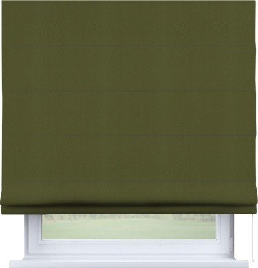 Римская штора «Кортин» для проема, ткань блэкаут однотонный, зелёный