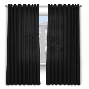 Комплект штор 2 шт, лён, цвет черный, размер от 45 см