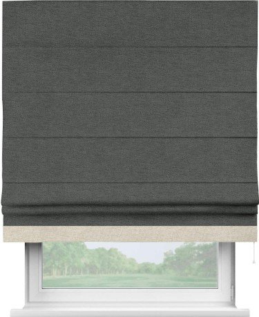 Римская штора «Кортин» с кантом Джестер, для проема, ткань стиф димаут графит