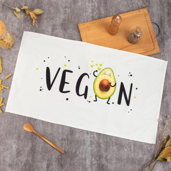 Полотенце Этель "Vegan" 40х73 см, 100% хл, саржа 190 гр/м2