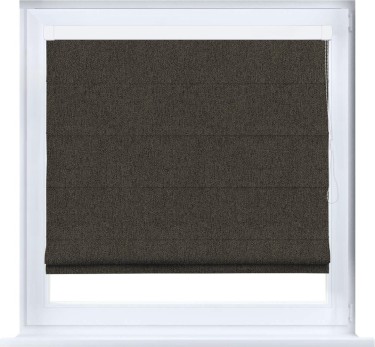 Римская штора «Кортин» кассетная, ткань твид блэкаут, тёмно-коричневый