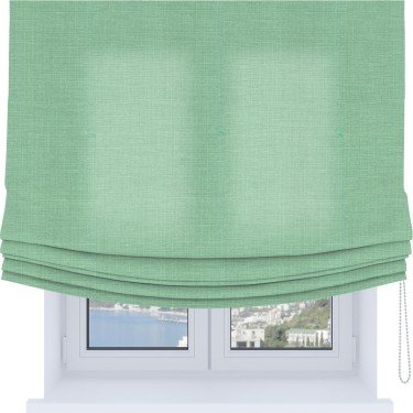 Римская штора Soft с мягкими складками, ткань лён светло-бирюзовый