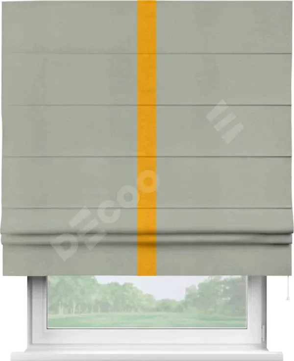 Римская штора «Кортин» с кантом Хайвэй, для проема, ткань вельвет cветло-серый
