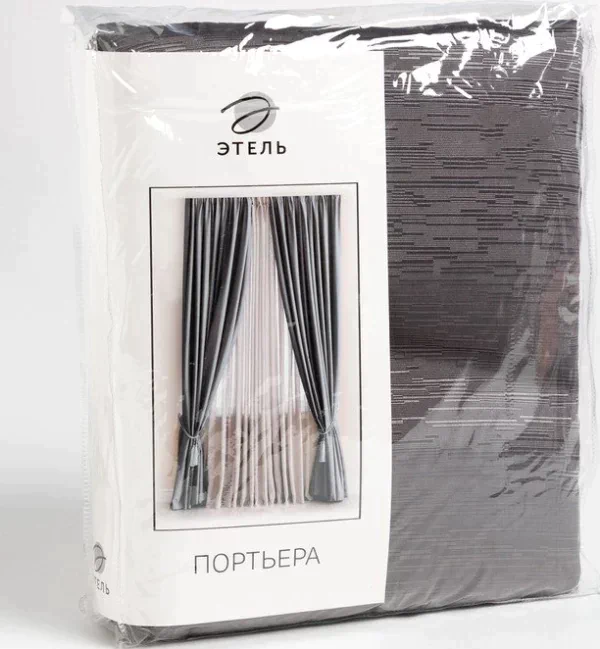 Штора портьерная Этель "Фактура"цв.серый,на шторн.ленте 250*265 см,100% п/э