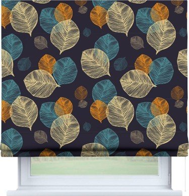 Римская штора «Кортин» для проема «Листья в ночи»