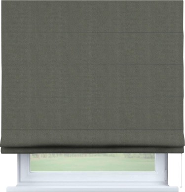 Римская штора «Кортин» для проема, ткань блэкаут однотонный, тёмно-серый